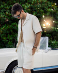 Men's Relaxed Cuban Collar Short-Sleeve Shirt – Cream
