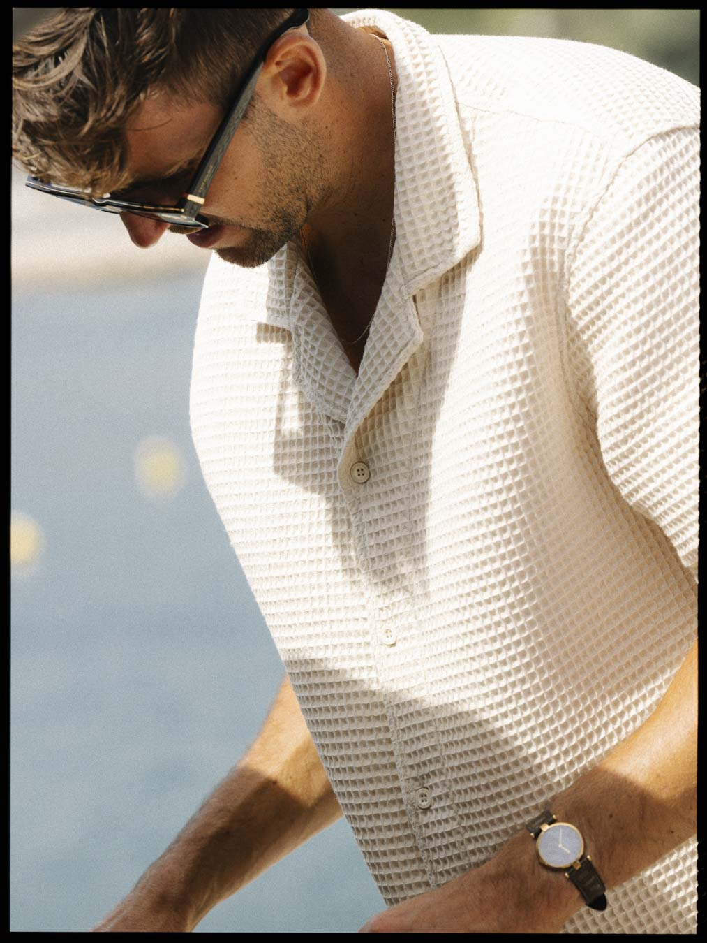Men's Relaxed Cuban Collar Short-Sleeve Shirt – Cream