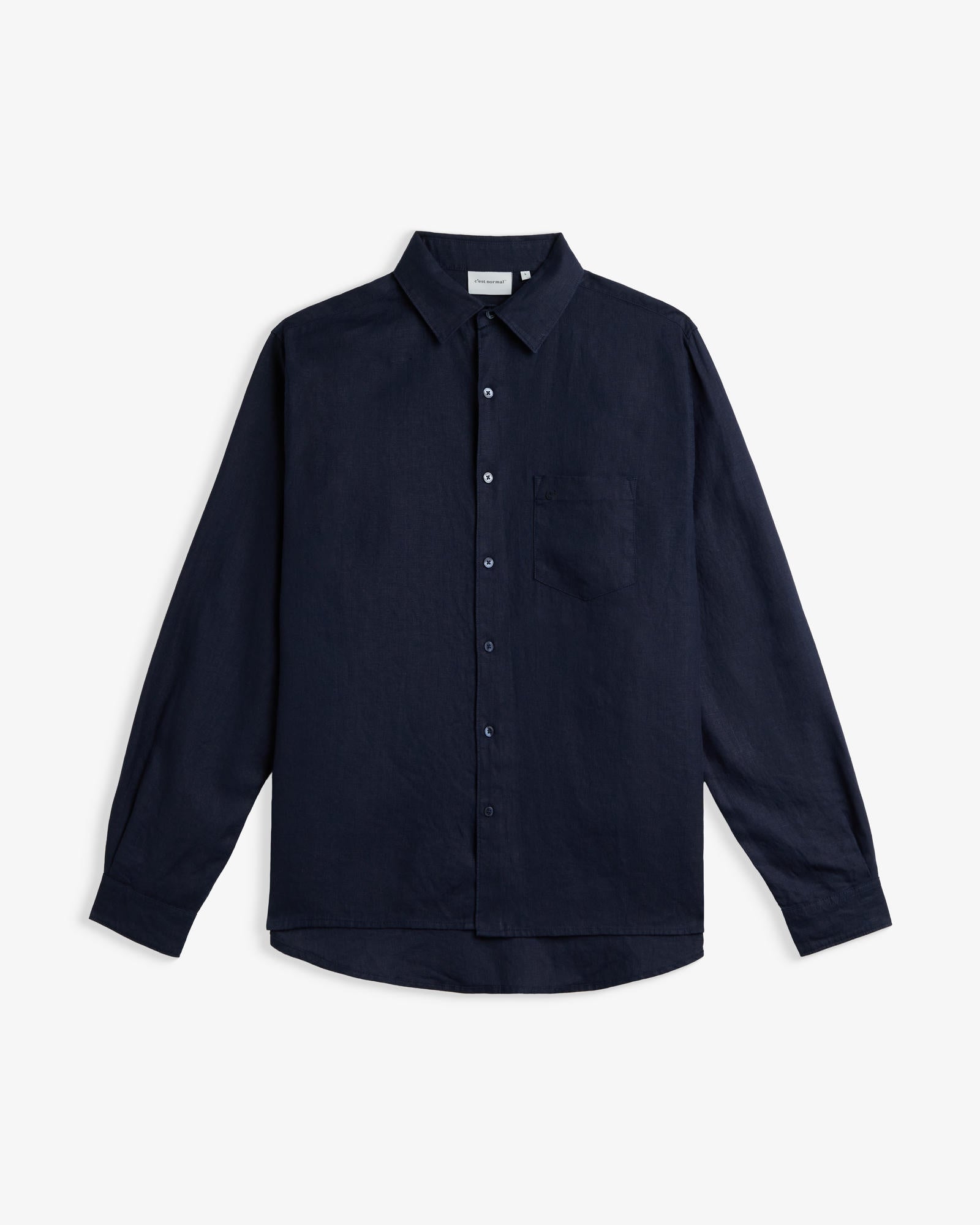 Men's Classic Long-Sleeve Button-Down Shirt – Dark Navy