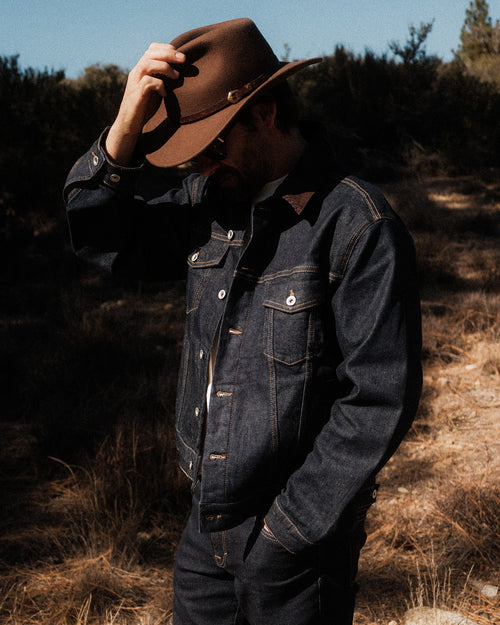 Men's Corduroy-Collar Denim Trucker Jacket