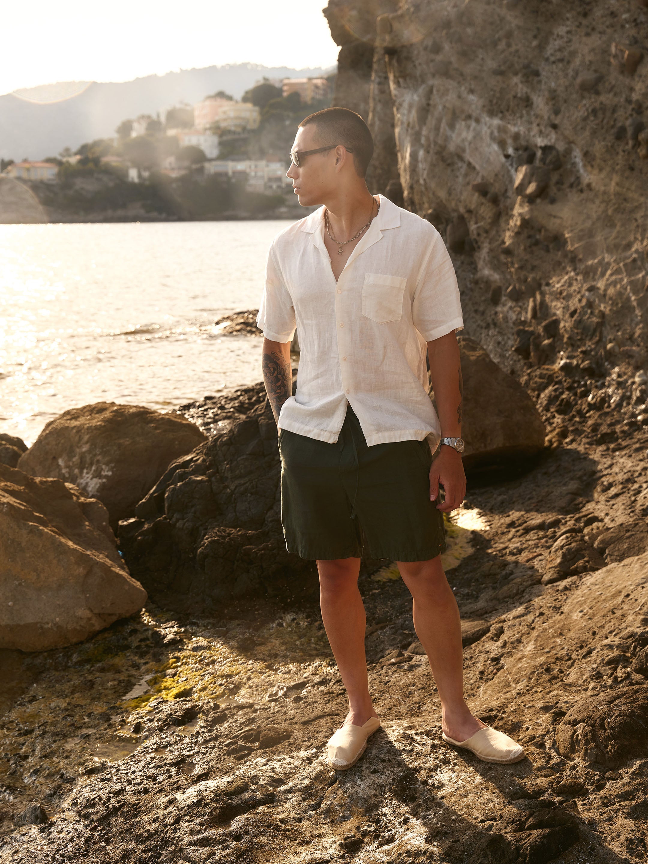 Men's Relaxed Cuban Collar Short-Sleeve Shirt
